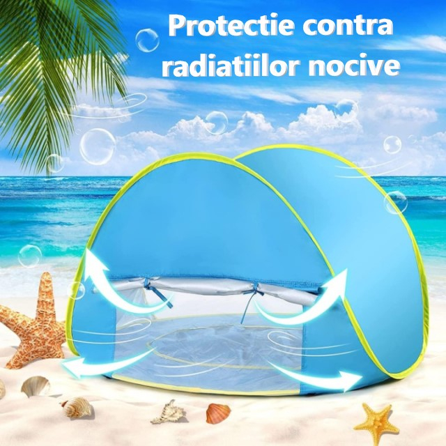 Cort de plaja, Empria, cu protectie UV pentru bebelusi si copii, cu piscina, vacanta vara, 117x79x70 cm [5]