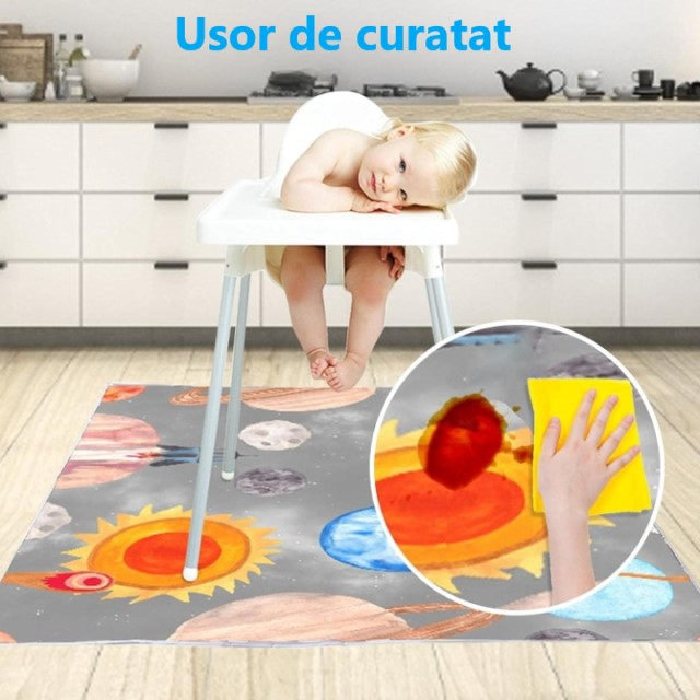 Covoras anti-murdarire pentru scaunul de masa bebe, impermeabil, lavabil, antiderapant, Diverse modele [3]