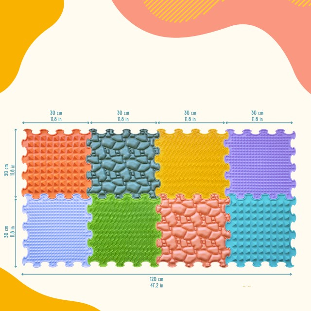 Covoras ortopedic, senzorial, set puzzle, 8 piese cu diferite texturi, Nature Gifts [10]