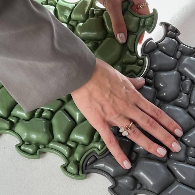 Covoras senzorial, set puzzle, 8 piese, model Stones, textura rigida, Multicolor [5]