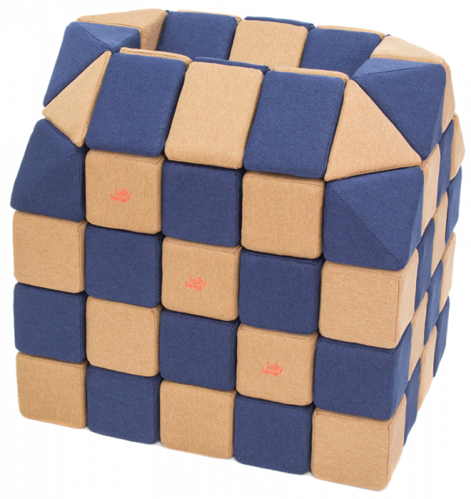 Cuburi CREATIVE Magnetice, JollyHeap, 100 cuburi, Bej-Albastru