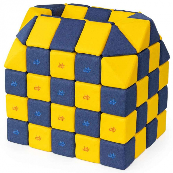Cuburi CREATIVE Magnetice, JollyHeap, 100 cuburi, Galben-Albastru
