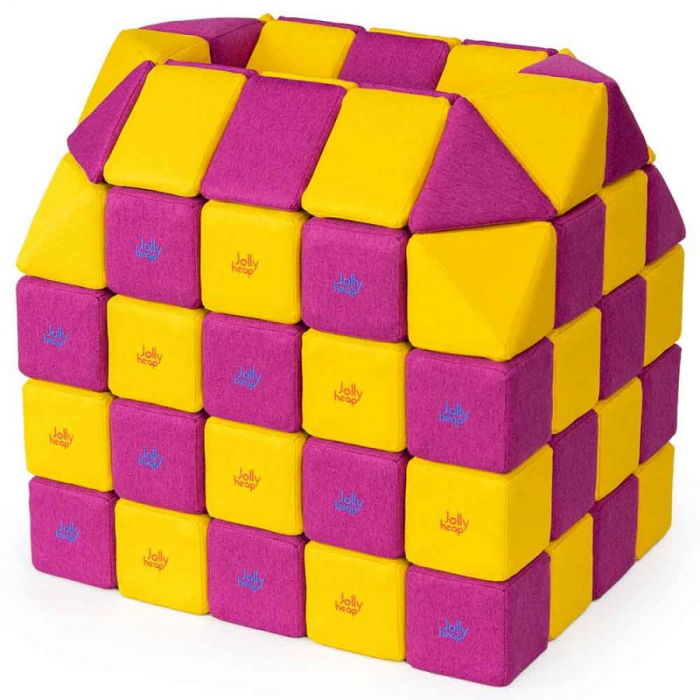 Cuburi CREATIVE Magnetice, JollyHeap, 100 cuburi, Galben-Roz