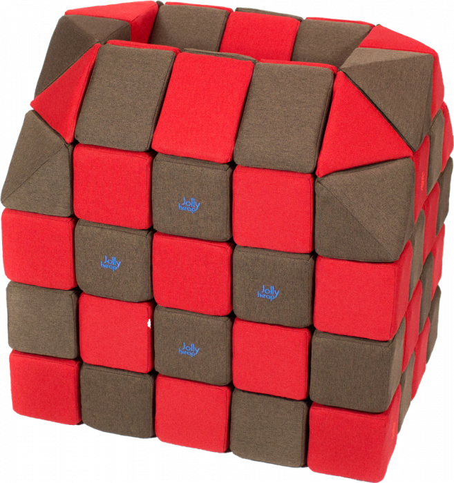 Cuburi CREATIVE Magnetice, JollyHeap, 100 cuburi, Rosu-Maro