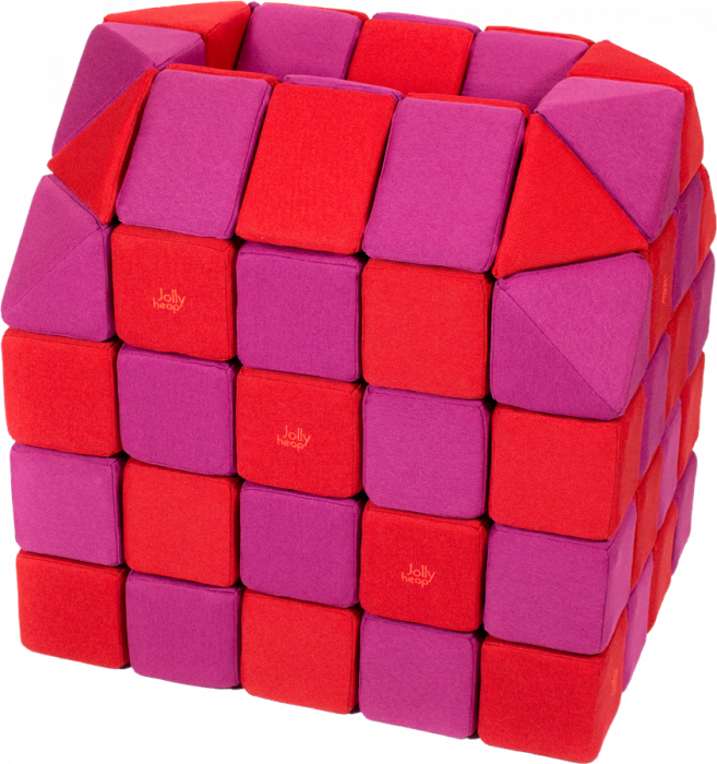Cuburi CREATIVE Magnetice, JollyHeap, 100 cuburi, Rosu-Roz