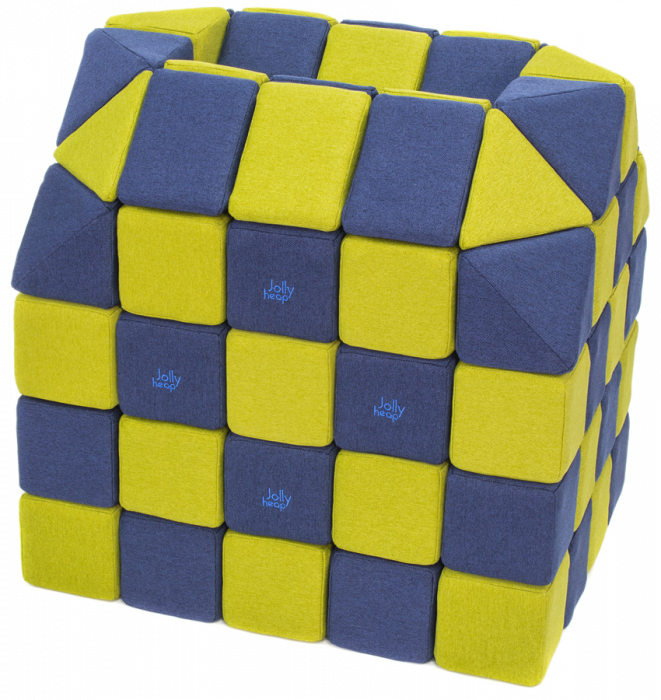 Cuburi CREATIVE Magnetice, JollyHeap, 100 cuburi, Verde-Albastru