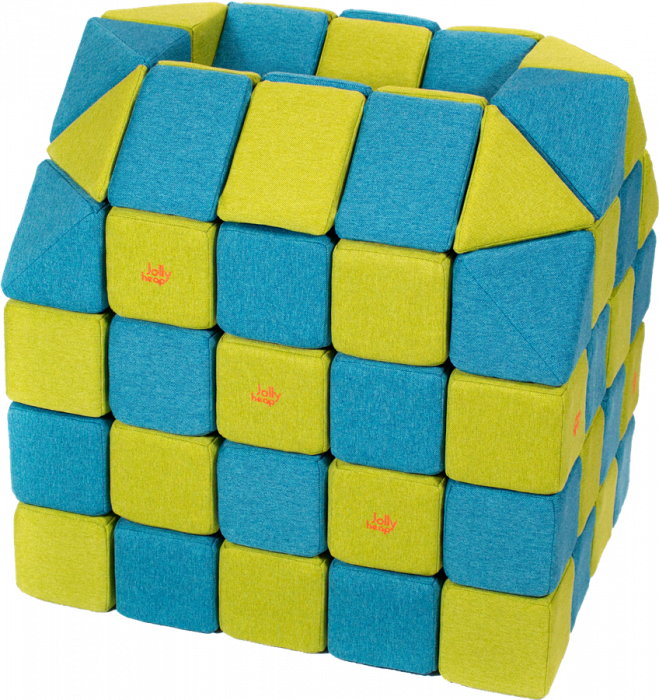 Cuburi CREATIVE Magnetice, JollyHeap, 100 cuburi, Verde-Bleu