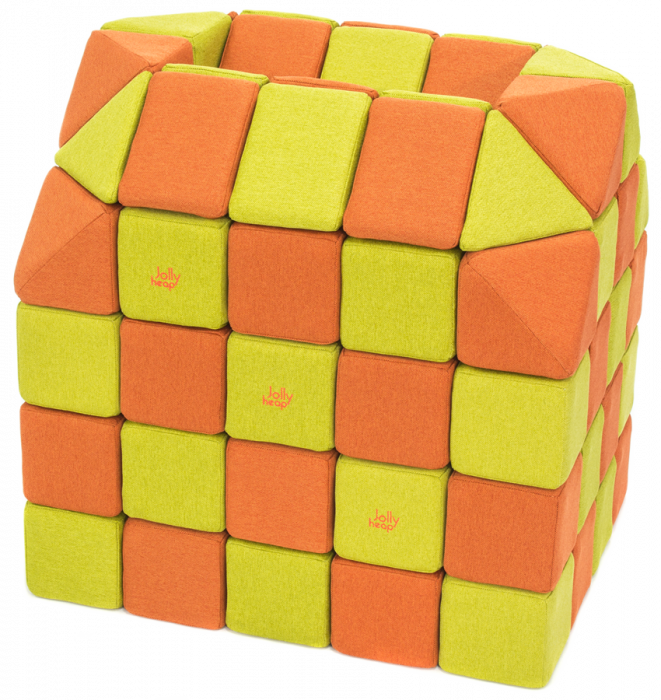 Cuburi CREATIVE Magnetice, JollyHeap, 100 cuburi, Verde-Portocaliu