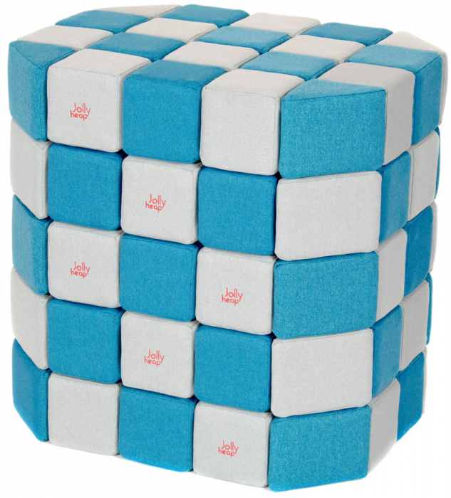 Cuburi Magnetice Basic de joaca, JollyHeap, 100 cuburi, Alb Fildes-Bleu