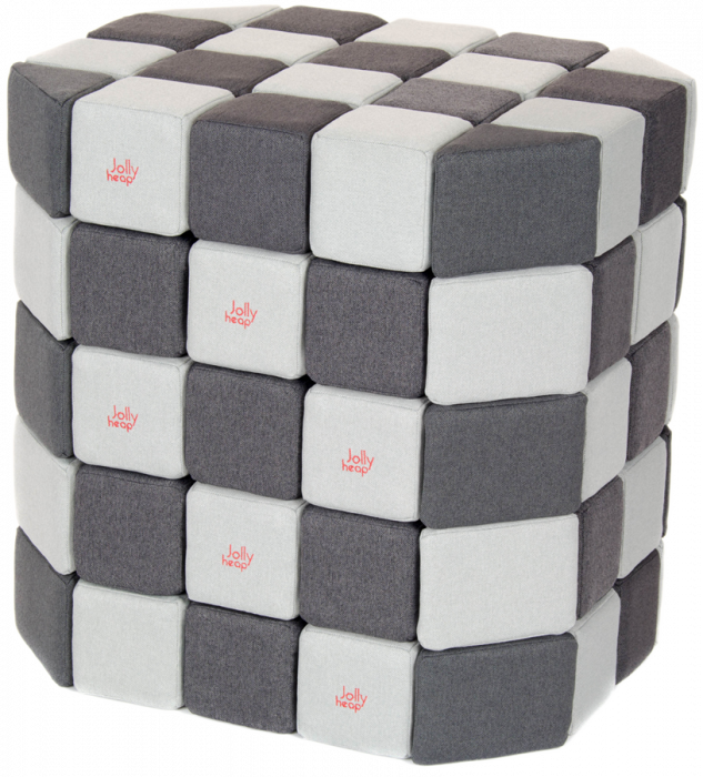 Cuburi Magnetice Basic de joaca, JollyHeap, 100 cuburi, Alb Fildes-Gri Inchis