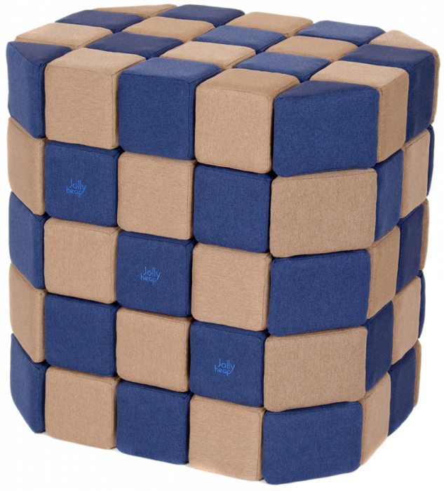 Cuburi Magnetice Basic de joaca, JollyHeap, 100 cuburi, Bej-Albastru
