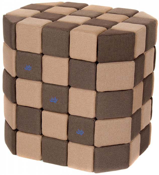 Cuburi Magnetice Basic de joaca, JollyHeap, 100 cuburi, Bej-Maro