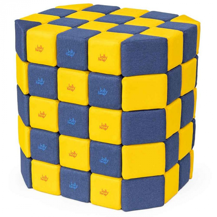 Cuburi Magnetice Basic de joaca, JollyHeap, 100 cuburi, Galben-Albastru