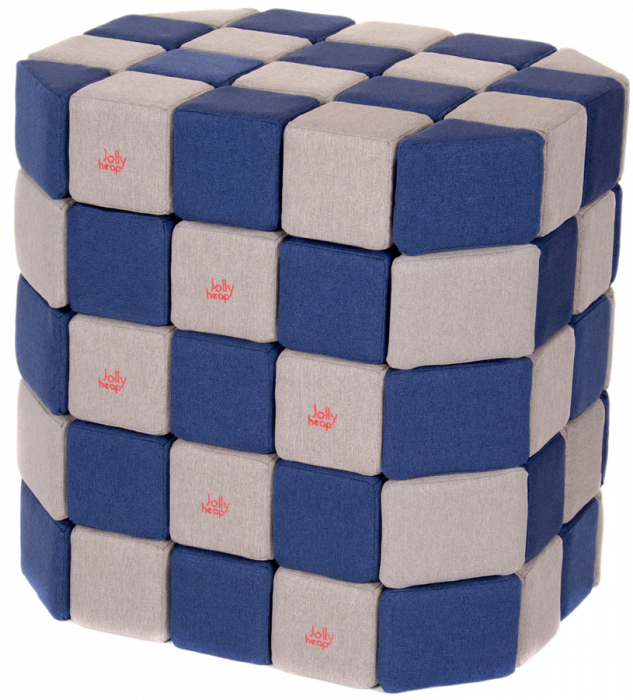 Cuburi Magnetice Basic de joaca, JollyHeap, 100 cuburi, Gri-Albastru