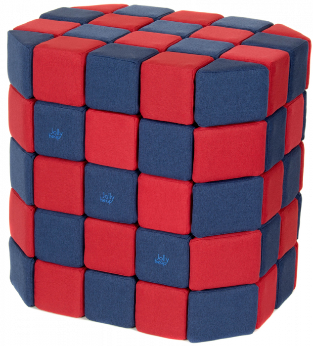 Cuburi Magnetice Basic de joaca, JollyHeap, 100 cuburi, Verde-Albastru