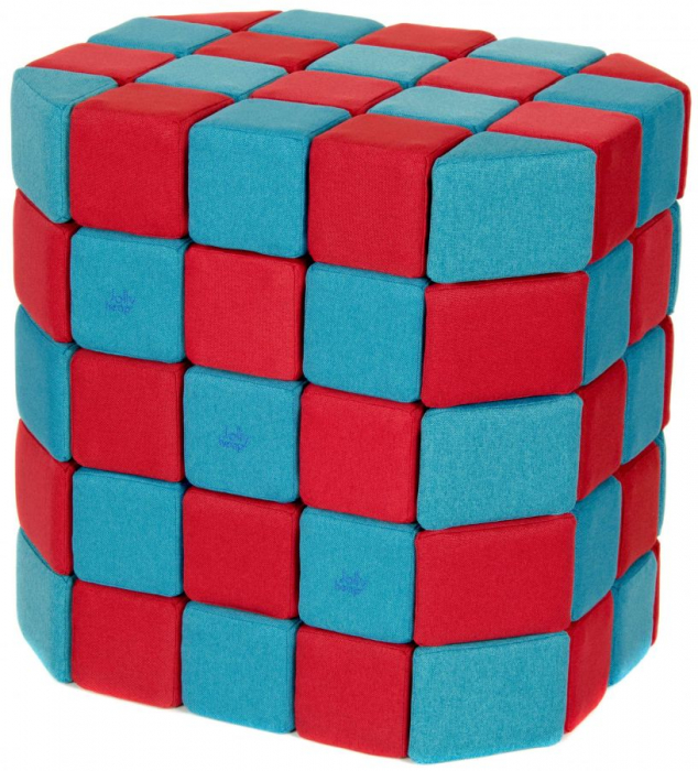 Cuburi Magnetice Basic de joaca, JollyHeap, 100 cuburi, Verde-Bleu
