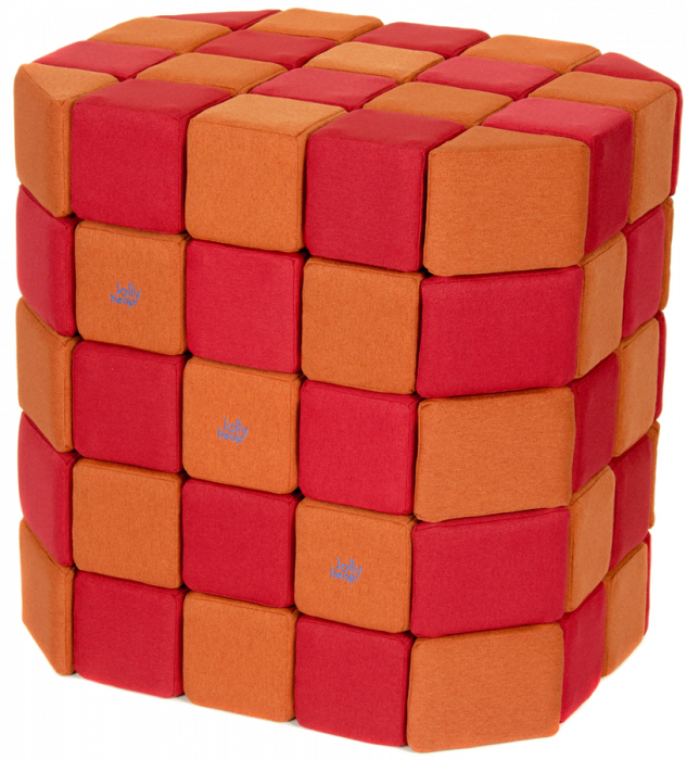 Cuburi Magnetice Basic de joaca, JollyHeap, 100 cuburi, Verde-Portocaliu