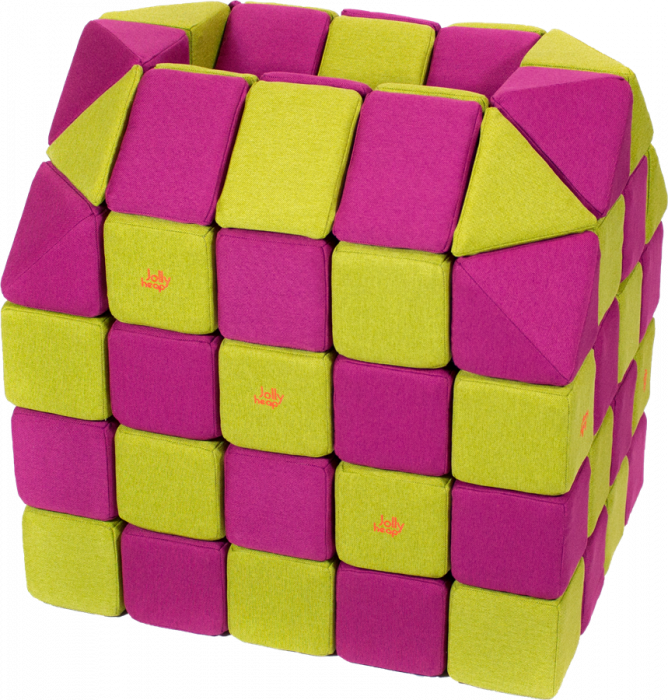 Cuburi CREATIVE Magnetice, JollyHeap, 100 cuburi, Verde-Roz