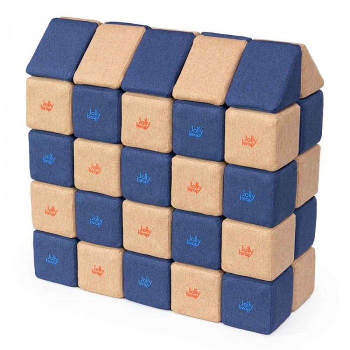 Cuburi Magnetice, JollyHeap Medium, 50 cuburi, Bej-Albastru
