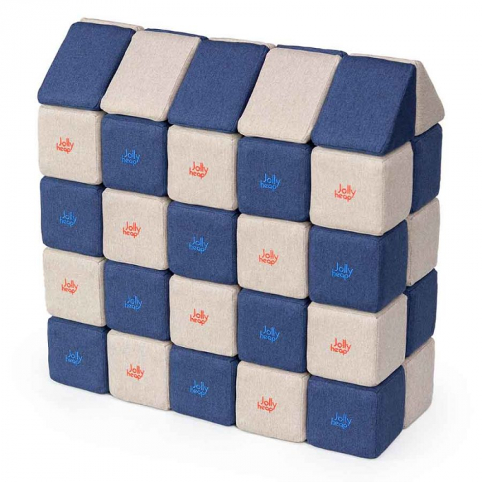 Cuburi Magnetice, JollyHeap Medium, 50 cuburi, Gri-Albastru