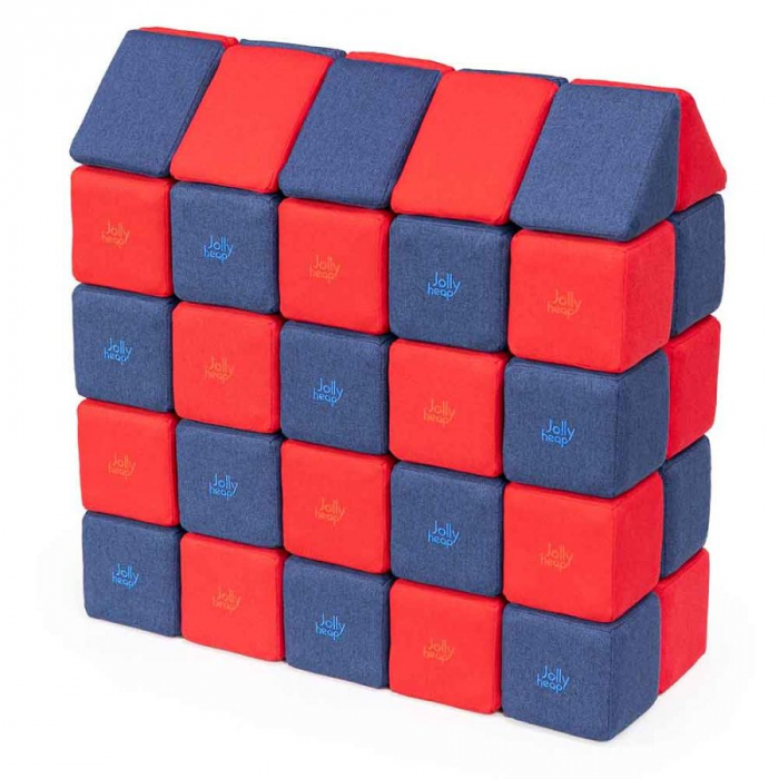Cuburi Magnetice, JollyHeap Medium, 50 cuburi, Rosu-Albastru