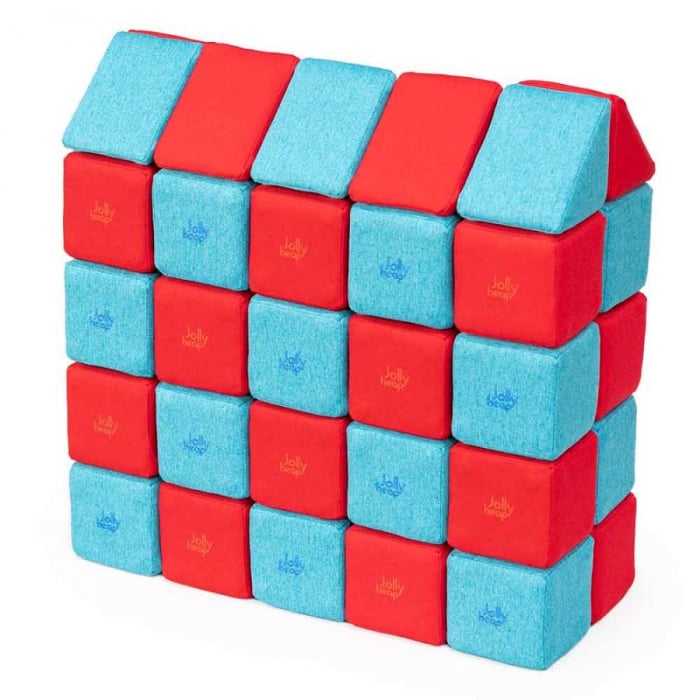 Cuburi Magnetice, JollyHeap Medium, 50 cuburi, Rosu-Bleu