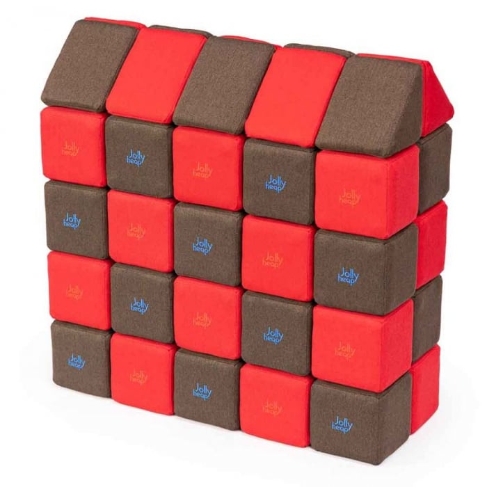 Cuburi Magnetice, JollyHeap Medium, 50 cuburi, Rosu-Maro