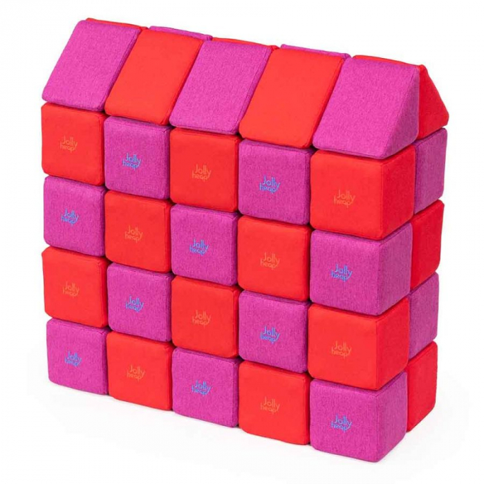 Cuburi Magnetice, JollyHeap Medium, 50 cuburi, Rosu-Roz