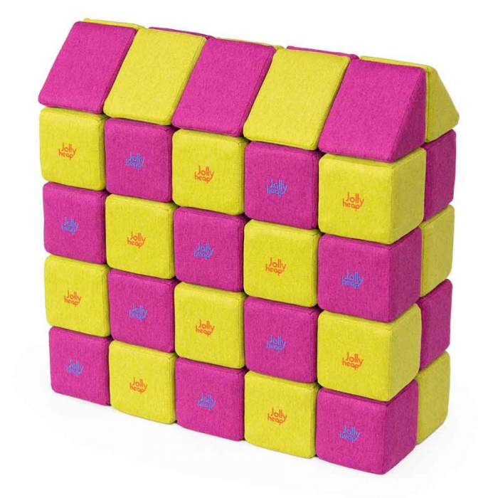 Cuburi Magnetice, JollyHeap Medium, 50 cuburi, Verde-Roz