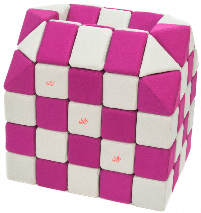 Cuburi Magnetice pentru construit, JollyHeap PARTY, 500 cuburi - 4 forme, Diverse Culori