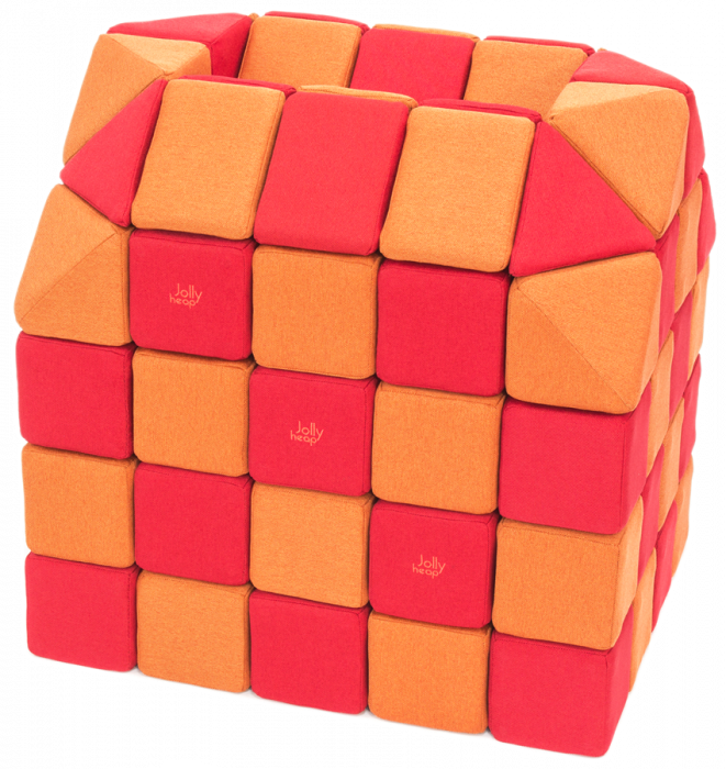 Cuburi Magnetice pentru construit, JollyHeap PARTY, 500 cuburi - 4 forme, Diverse Culori