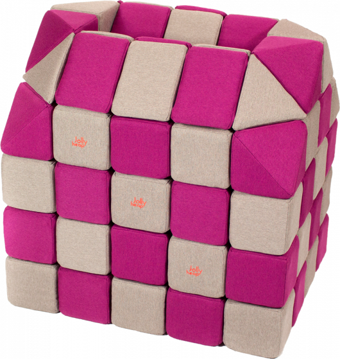 Cuburi Magnetice pentru construit, JollyHeap PARTY, 500 cuburi - 4 forme, Diverse Culori