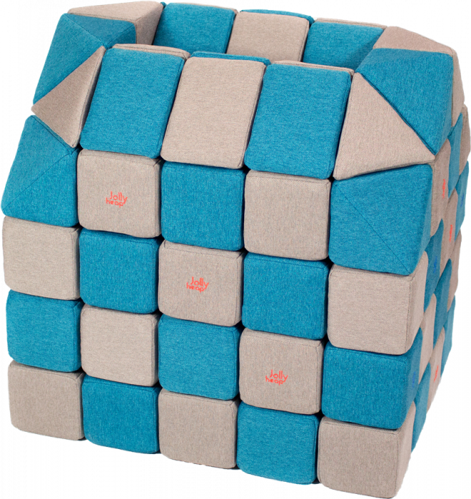 Cuburi Magnetice pentru construit, JollyHeap PARTY, 500 cuburi - 4 forme, Diverse Culori