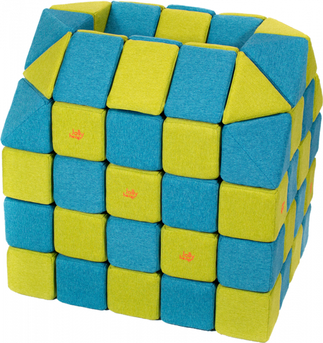 Cuburi Magnetice pentru construit, JollyHeap PARTY, 500 cuburi - 4 forme, Diverse Culori