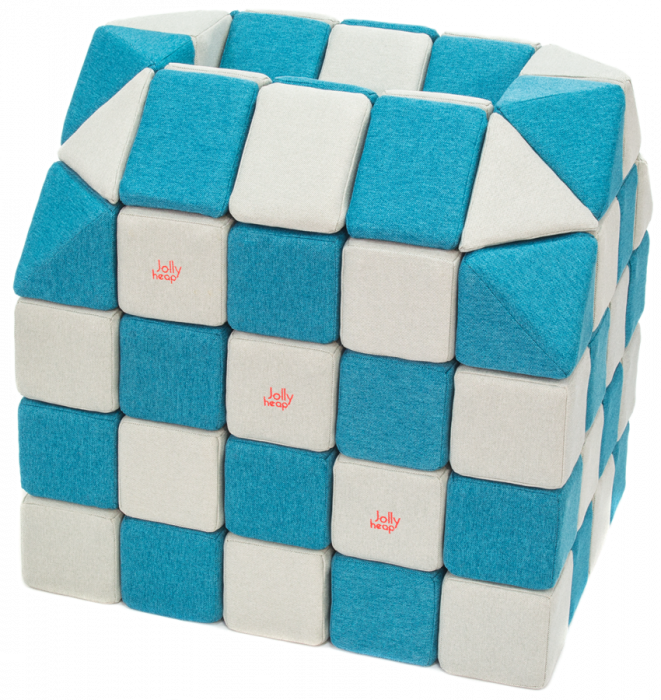 Cuburi Magnetice pentru construit, JollyHeap PARTY, 500 cuburi - 4 forme, Diverse Culori