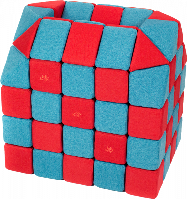 Cuburi Magnetice pentru construit, JollyHeap PARTY, 500 cuburi - 4 forme, Diverse Culori