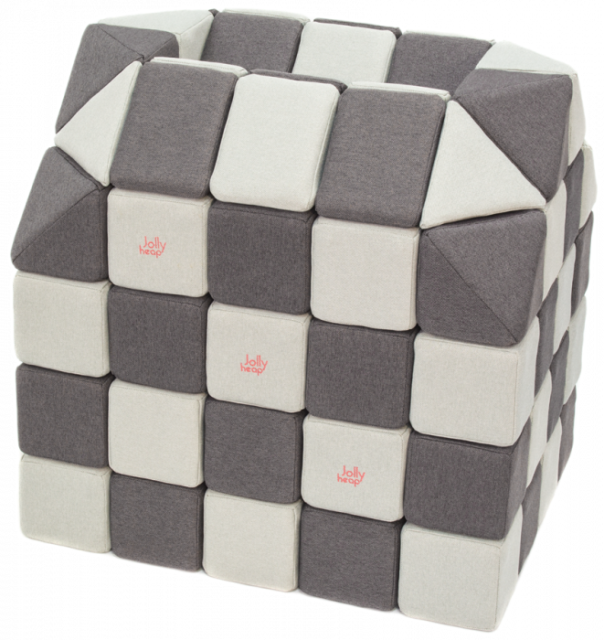 Cuburi Magnetice pentru construit, JollyHeap PARTY, 500 cuburi - 4 forme, Diverse Culori
