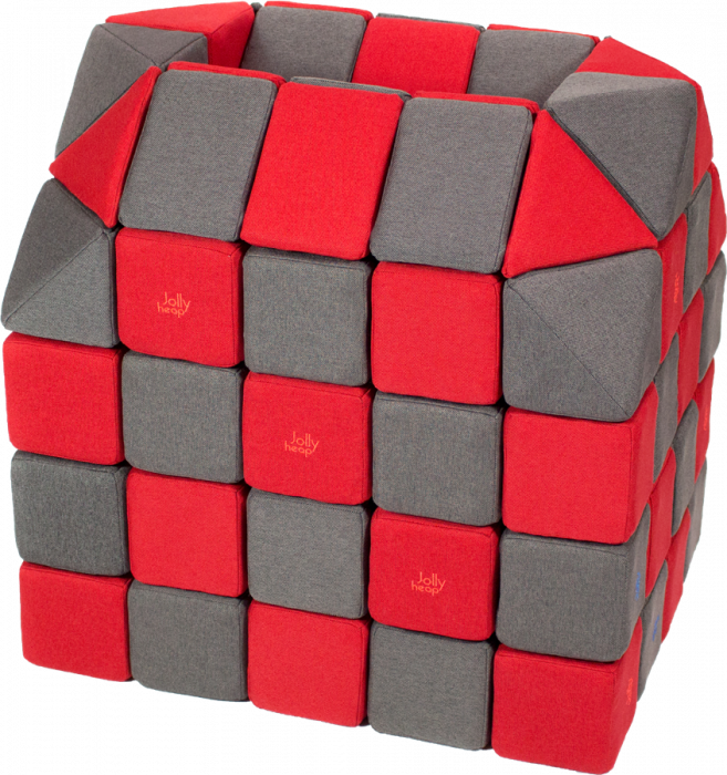 Cuburi Magnetice pentru construit, JollyHeap PARTY, 500 cuburi - 4 forme, Diverse Culori