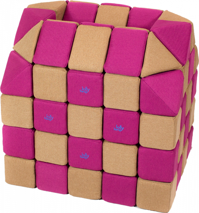 Cuburi Magnetice pentru construit, JollyHeap PARTY, 500 cuburi - 4 forme, Diverse Culori