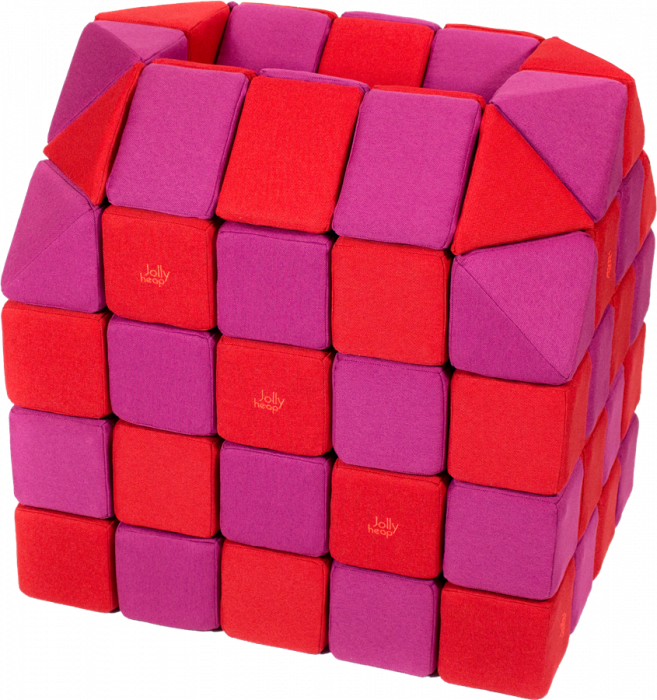 Cuburi Magnetice pentru construit, JollyHeap FUN, 300 cuburi - 4 forme, Diverse Culori