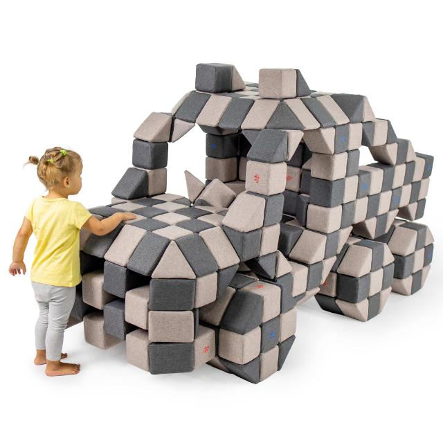 Cuburi Magnetice pentru construit, JollyHeap PARTY, 500 cuburi - 4 forme, Diverse Culori