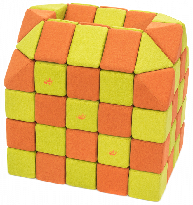 Cuburi Magnetice pentru construit, JollyHeap PARTY, 500 cuburi - 4 forme, Diverse Culori