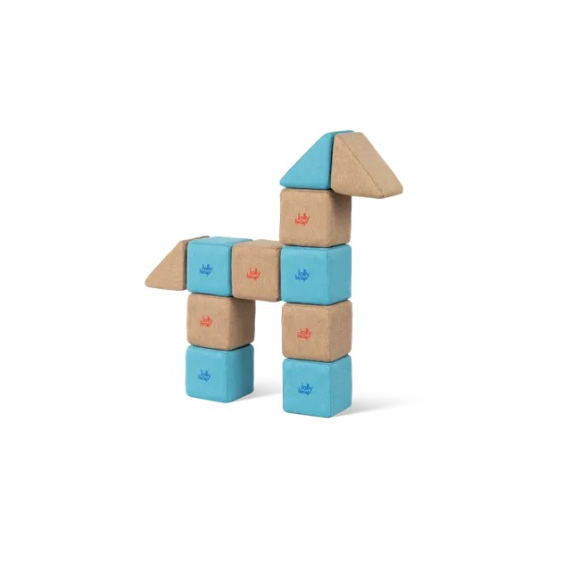 Cuburi Magnetice pentru construit, JollyHeap Pixi, 12 cuburi, Verde-Albastru [6]