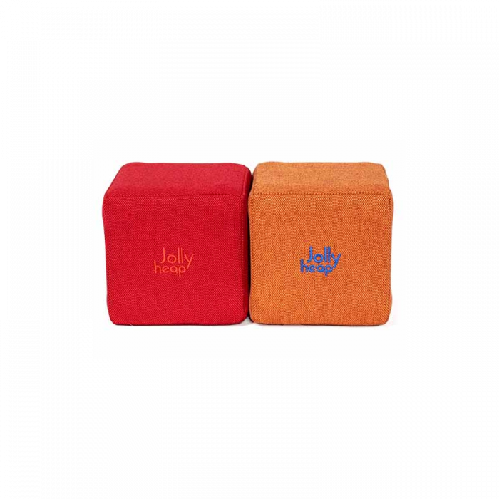 Cuburi Magnetice pentru construit, JollyHeap Pixi, 12 cuburi, Rosu-Portocaliu