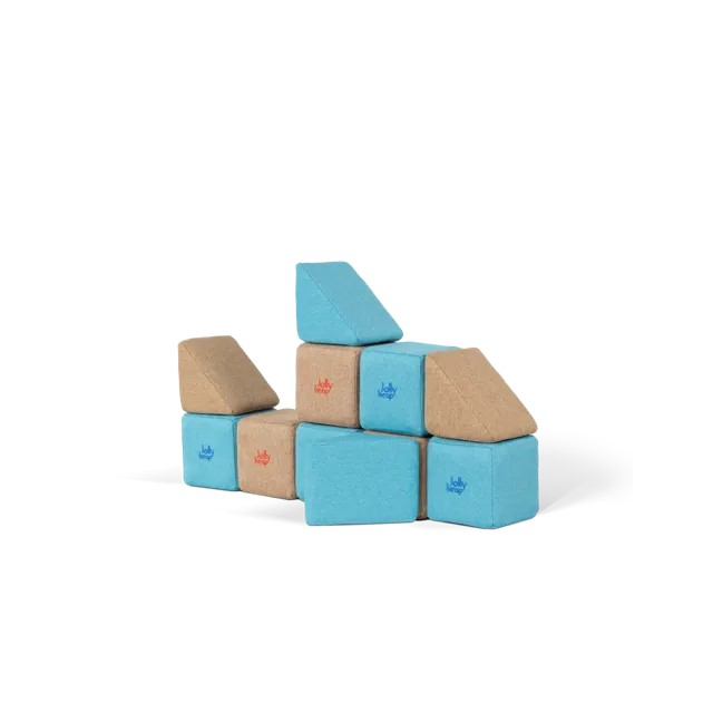 Cuburi Magnetice pentru construit, JollyHeap Pixi, 12 cuburi, Verde-Albastru [10]