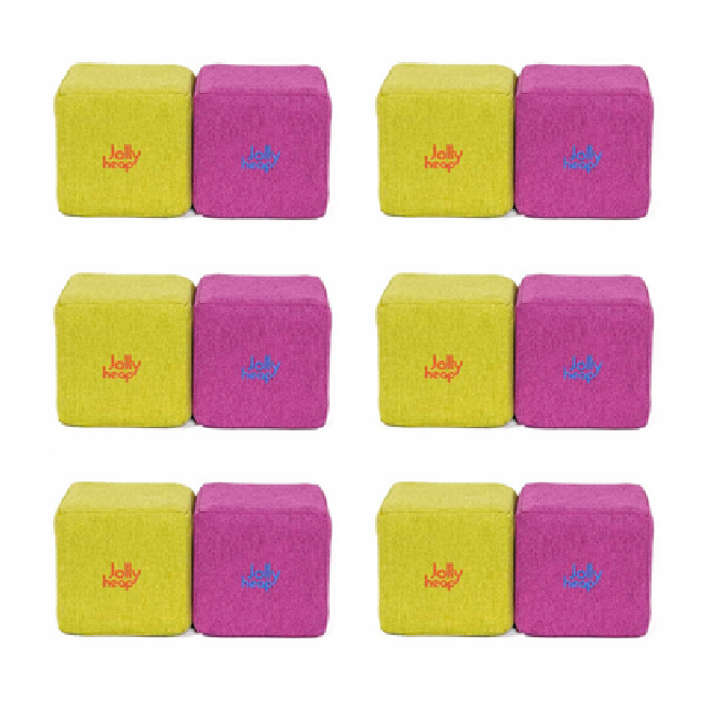 Cuburi Magnetice pentru construit, JollyHeap Pixi, 12 cuburi, Verde-Roz