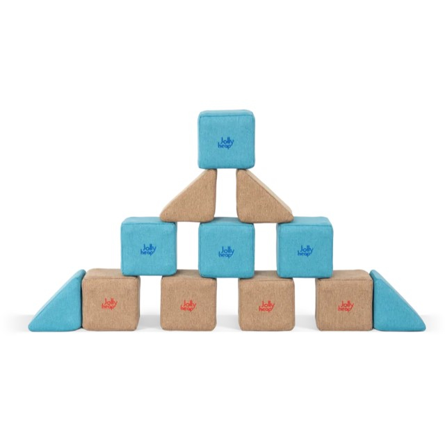 Cuburi Magnetice pentru construit, JollyHeap Pixi, 12 cuburi, Verde-Albastru [14]