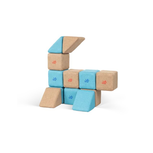 Cuburi Magnetice pentru construit, JollyHeap Pixi, 12 cuburi, Verde-Albastru [9]