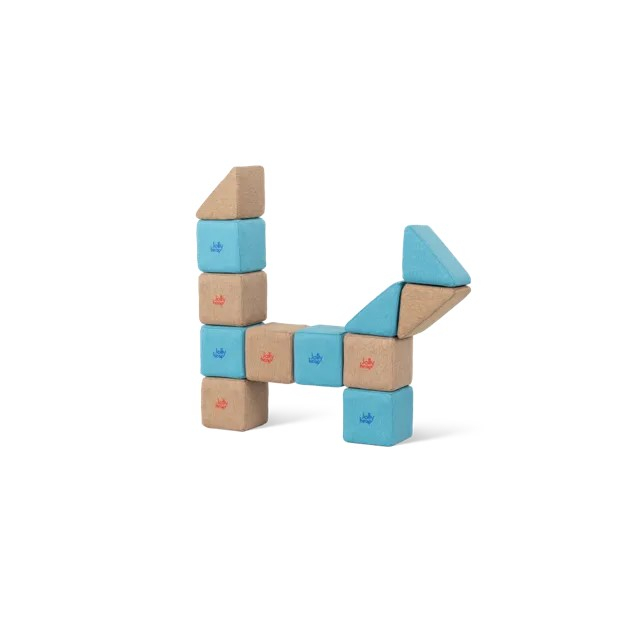 Cuburi Magnetice pentru construit, JollyHeap Pixi, 12 cuburi, Verde-Albastru [7]
