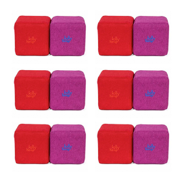 Cuburi Magnetice pentru construit, JollyHeap Pixi, 12 cuburi, Rosu-Roz